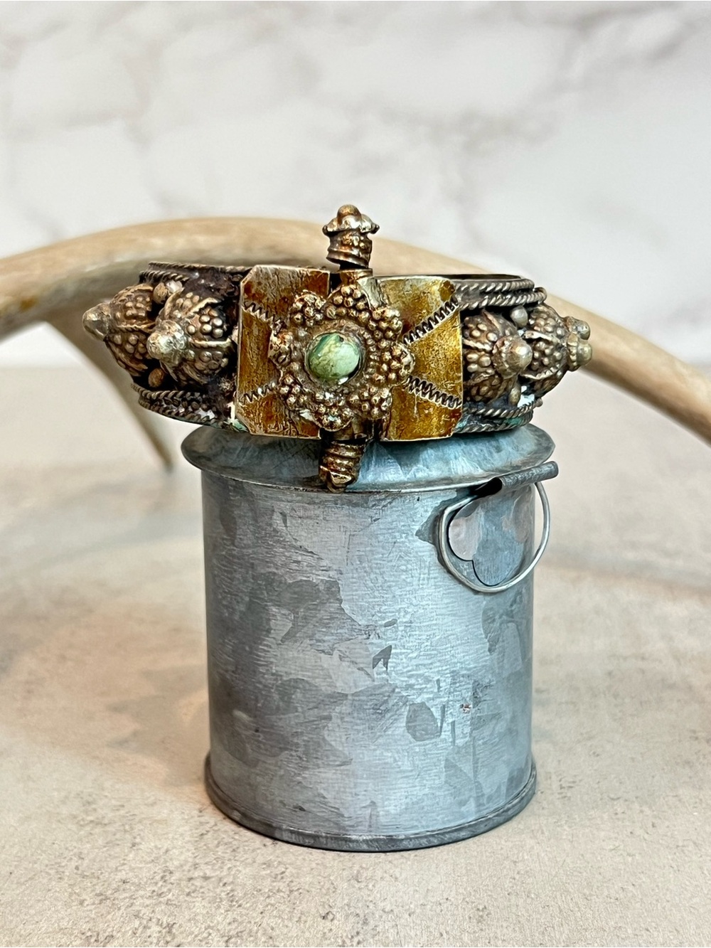 Vintage Yemeni Bedouin Bangle Bracelet  6.26" - Picture 6 of 16